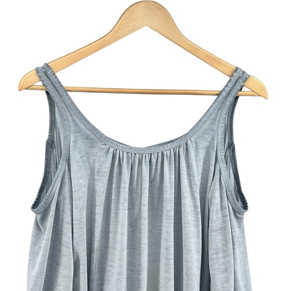 Umgee Womens Burnout Cold Shoulder Blouse Small Gray Keyhole Back Flare Sleeve - Picture 5 of 15